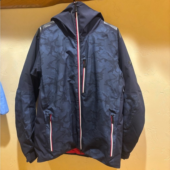 Helly Hansen Navy Jacket with Red Zipper Accents